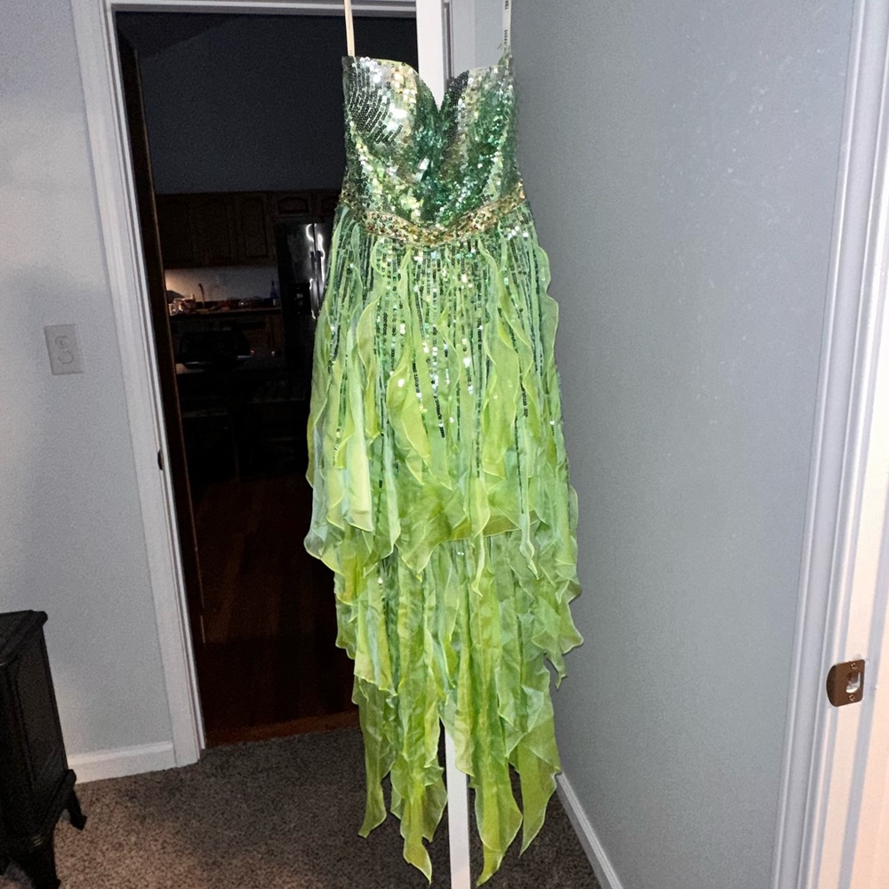 Green Sequin Sherri Hill Prom Cocktail Dress